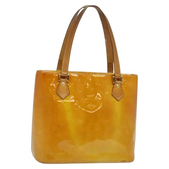LOUIS VUITTON Monogram Vernis Houston Hand Bag Beige M91004 LV Auth 120112 - Picture 1 of 16